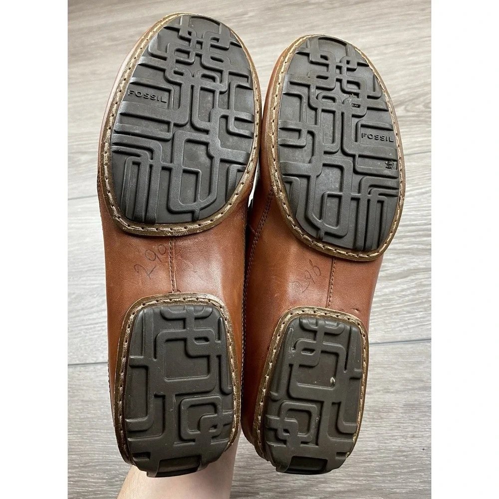 Fossil Men's Leather Slip On‎ Penny Driving Loafers Brown Size 9